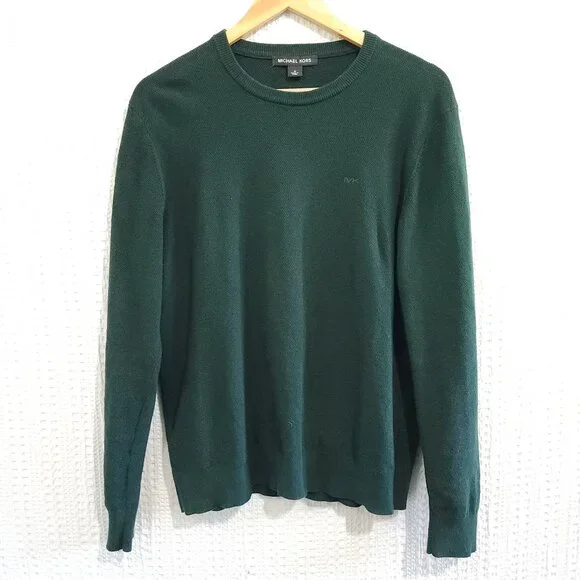 Michael Kors Men's Dark Green Long Sleeve Light Weight Sweater Size Medium